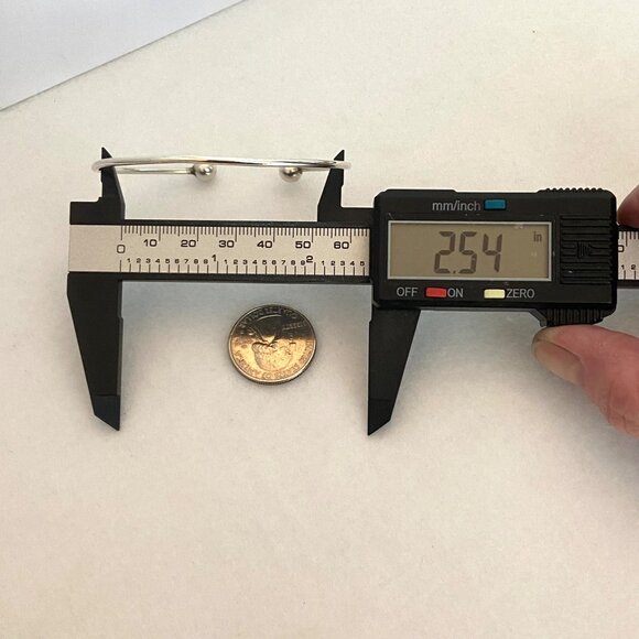 Vintage Sterling Silver 925 7MM Bead Ball Oval Cuff Bracelet Sz 7" - Picture 14 of 16